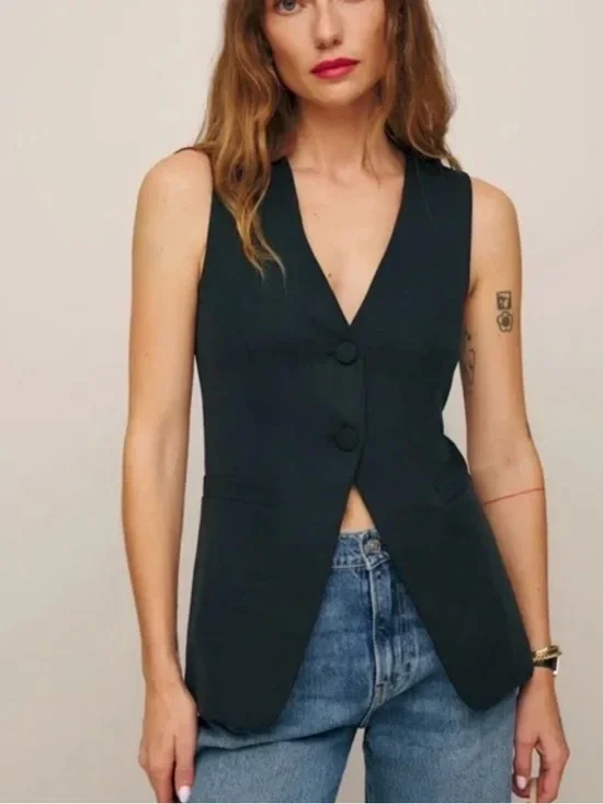 Reformation Black Tailored Sleeveless Blazer Vest - Picture 4 of 4